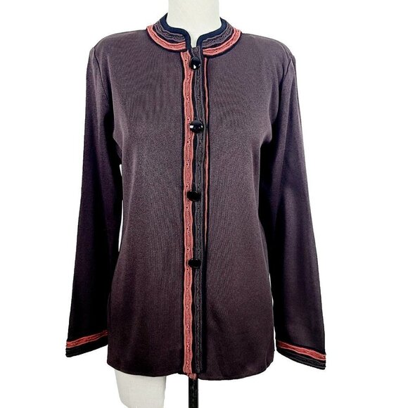 Misook Cardigan Sweater S Brown Orange‎ Acrylic Knit Button-Front Fall Co… - Picture 1 of 7